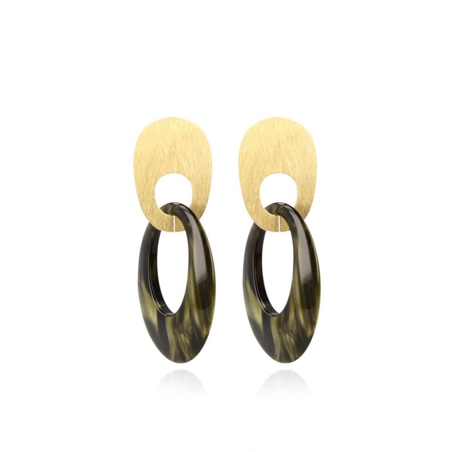 Earrings LOTT.gioielli  | Groene Oorbellen Nemea Teardrop L Asymmetrisch